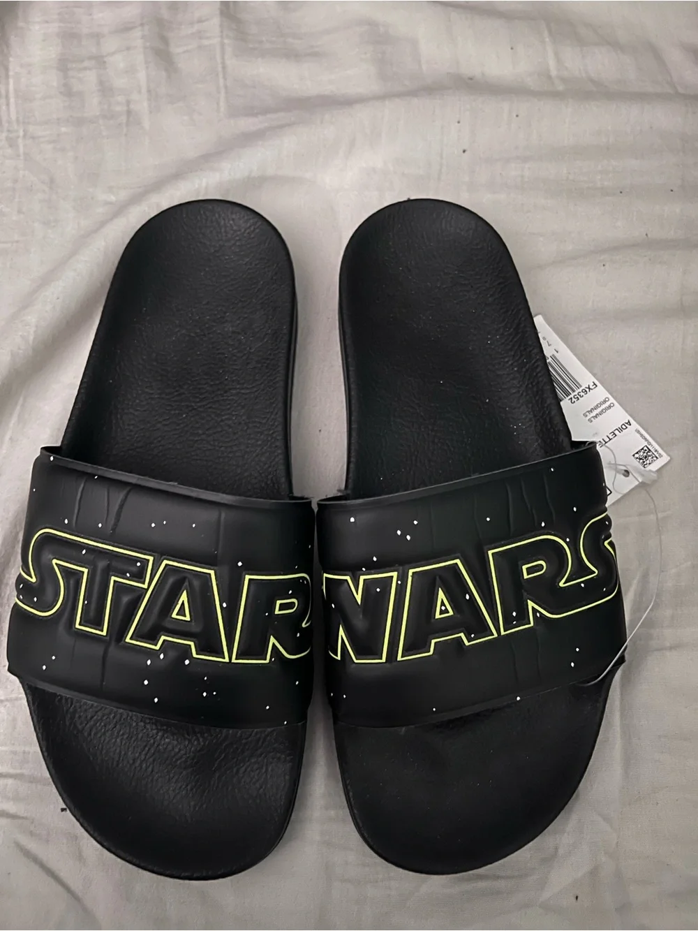 adidas Black Star Wars Slide Sandals with Yellow Accent